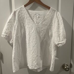 Draper James White Eyelet short Sleeve Blouse